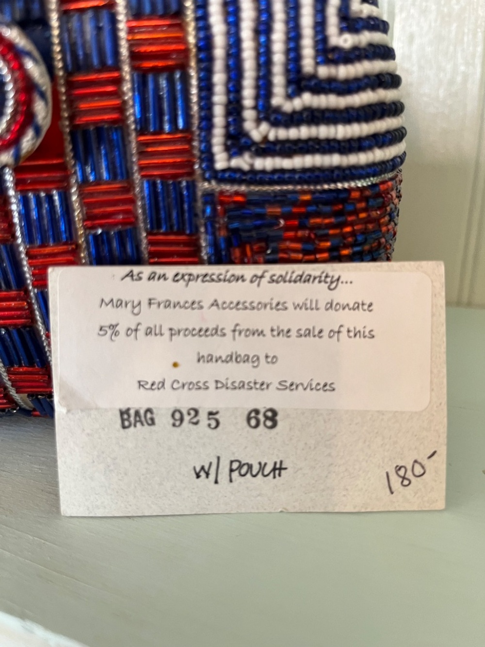 Mary Frances red,white and blue beaded handbag - Picture 4 of 8